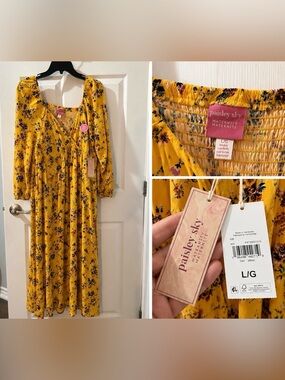Paisley Sky Floral Yellow Maternity Dress